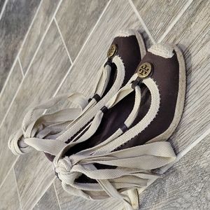 TORY BURCH Wedge Espadrile Size 6 Brown